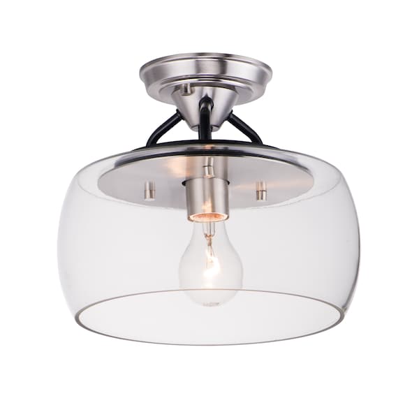 Maxim Lighting Goblet 1-Light 11" Wide Black / Satin Nickel Semi-Flush Mount Light 26129CLBKSN - main